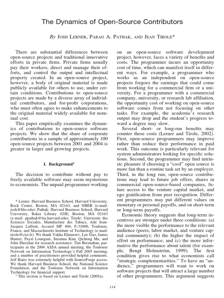 Dynamics of Open-Source Contributions | PDF | Proprietary Software ...