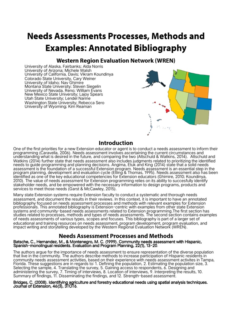 Annotated Bibliography on Needs Assessment | PDF | Needs Assessment ...