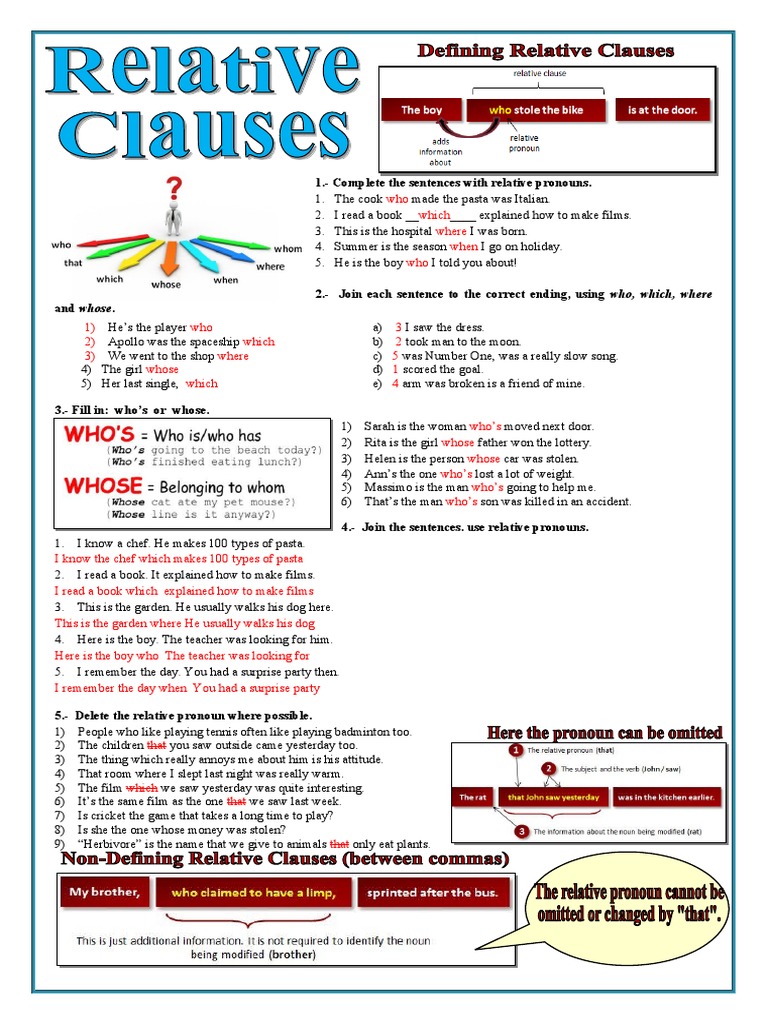 Exercises on Relative Clauses | PDF | Language Arts & Discipline | Art