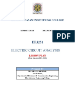 EE3251 Electric Circuit Analysis Lesson Plan