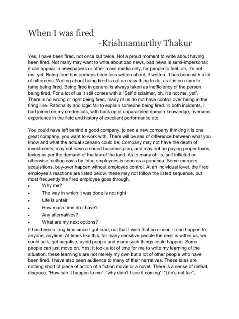 Being Fired Pdf Psychological Concepts