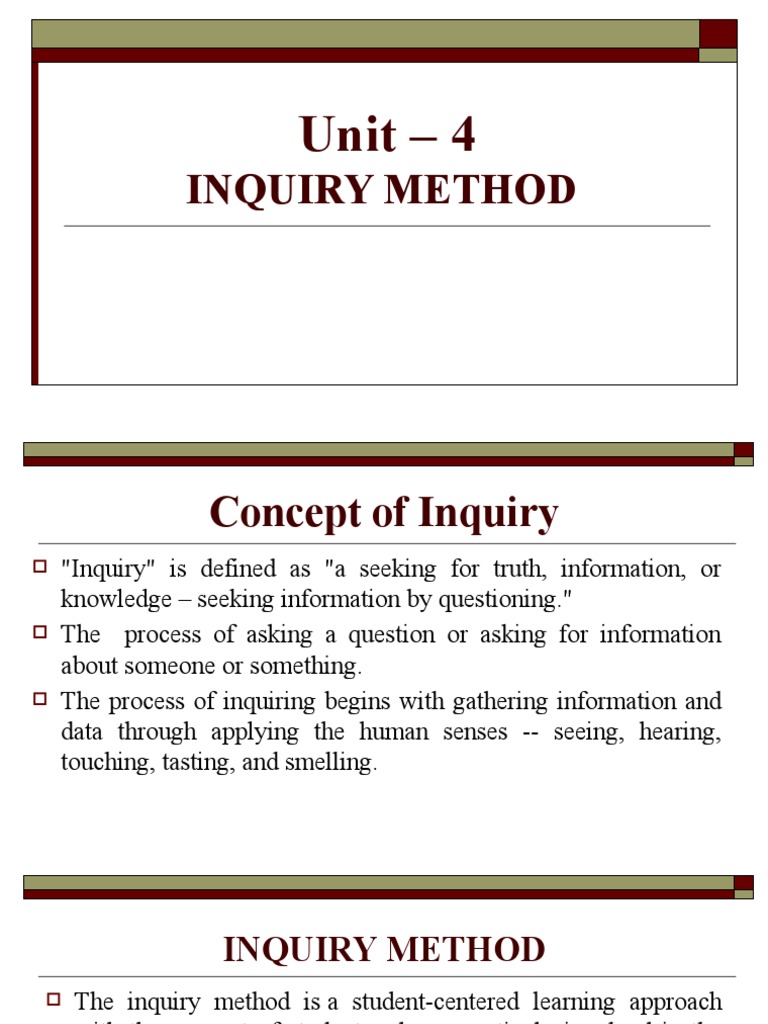 Inquiry and Teaching Methods Explained | PDF | Inquiry | Learning