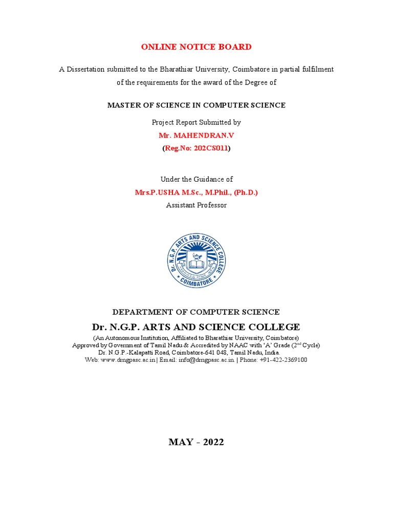 Online Notice Board: Dr. N.G.P. Arts and Science College | PDF | Python ...