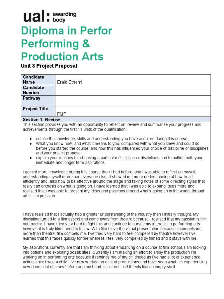FMP Project Proposal: Film Focus | PDF | Experience | Thought