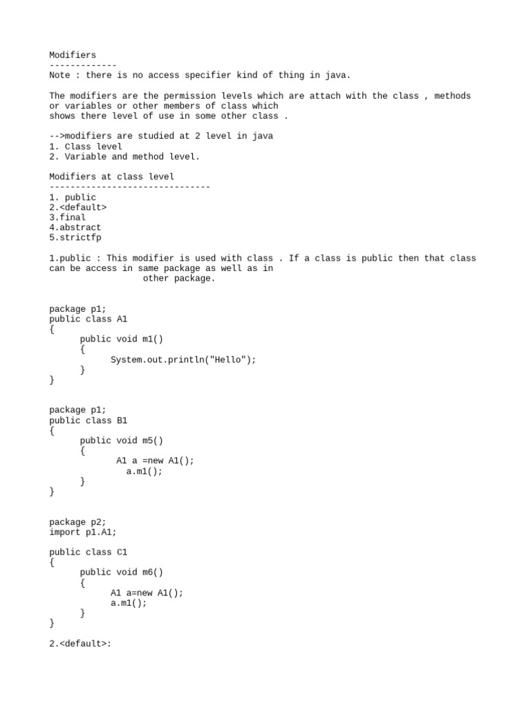 Modifiers | PDF | Java (Programming Language) | Parameter (Computer ...