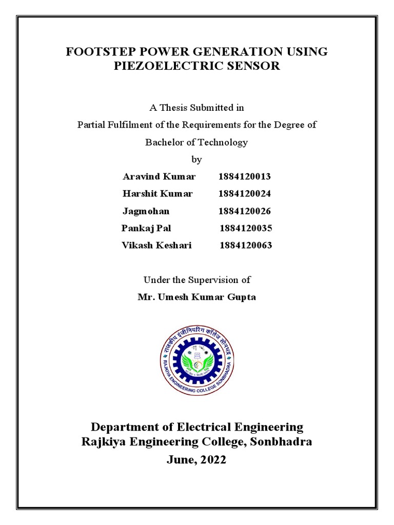 Footstep Power Generation Using Piezoelectric Sensor PDF