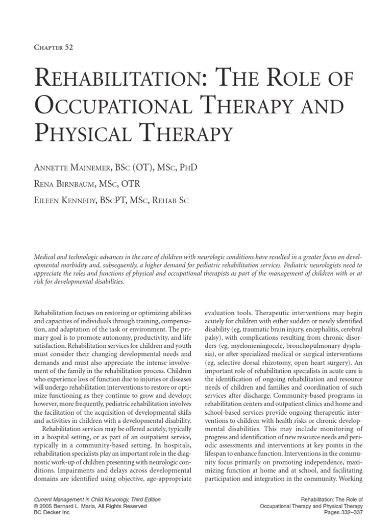 Rehabilitation Role of OT and PT | PDF