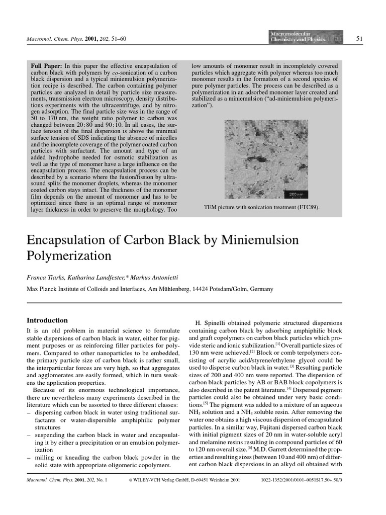 Polymer Encapsulation of Carbon Black | PDF | Polymers | Emulsion