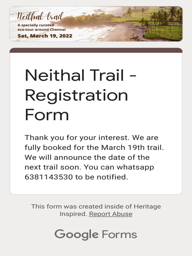 Neithal Trail Registration Update | PDF