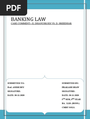 Banking Law Case Comment