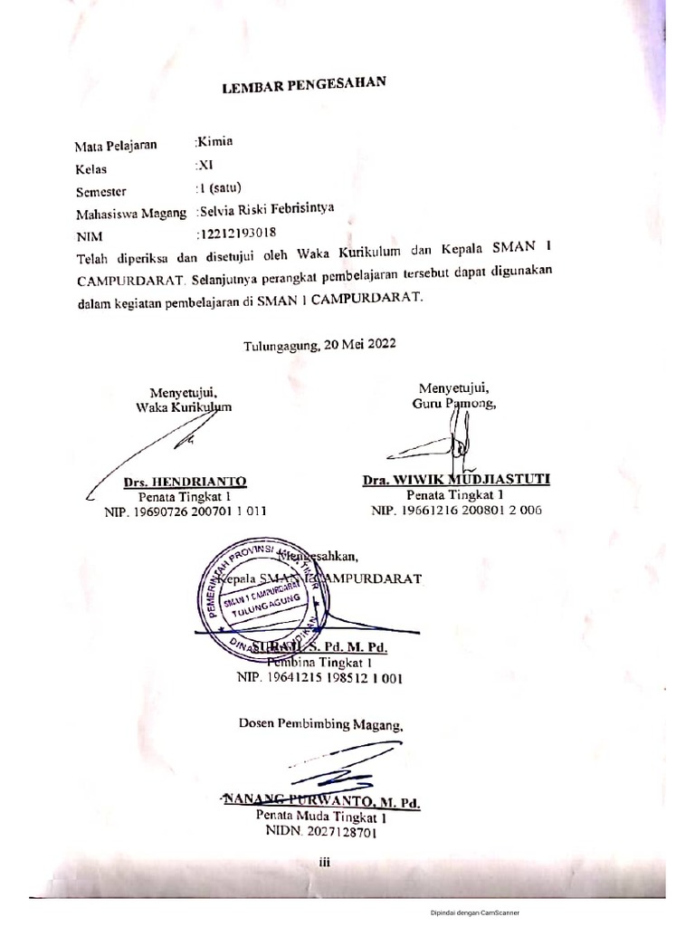Lembar Pengesahan RPP | PDF