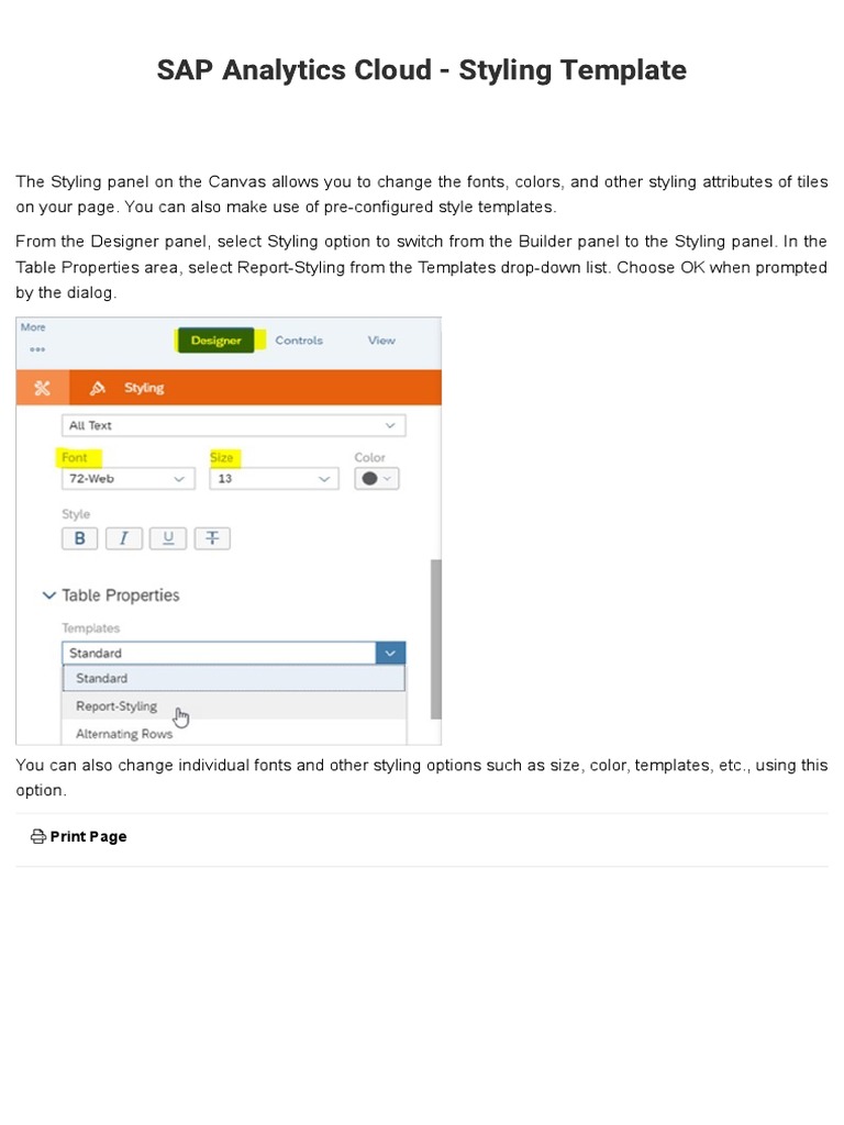 SAP Analytics Cloud - Styling Template | PDF | Business
