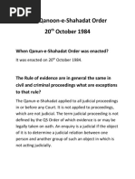 Qanoon Shahadat Ordinance 1984 Notes