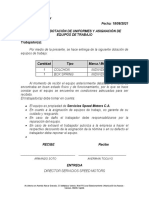 Acta de Entrega Cama y Sabanas