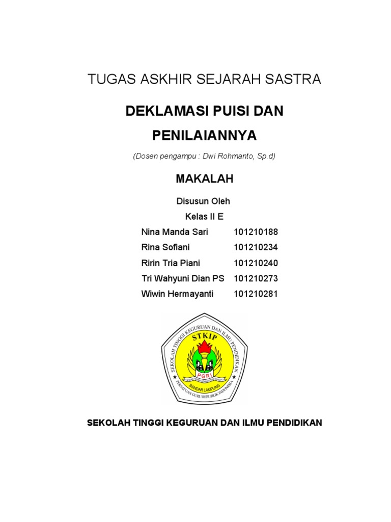 Deklamasi Puisi Kelompok 7 Iie Pdf