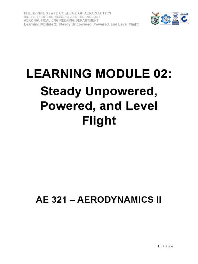 Steady Unpowered, Powered, and Level Flight PDF Drag (Physics
