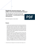 Rendimento Social de Inserção - Uma Política Social de Desenvolvimento Humano?