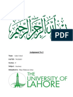 Assignment No 2: Name: Adeel Afzal SAP ID: 70126263 Section: C Subject: Anatomy Submitted To: Mam Mahreem Jabar