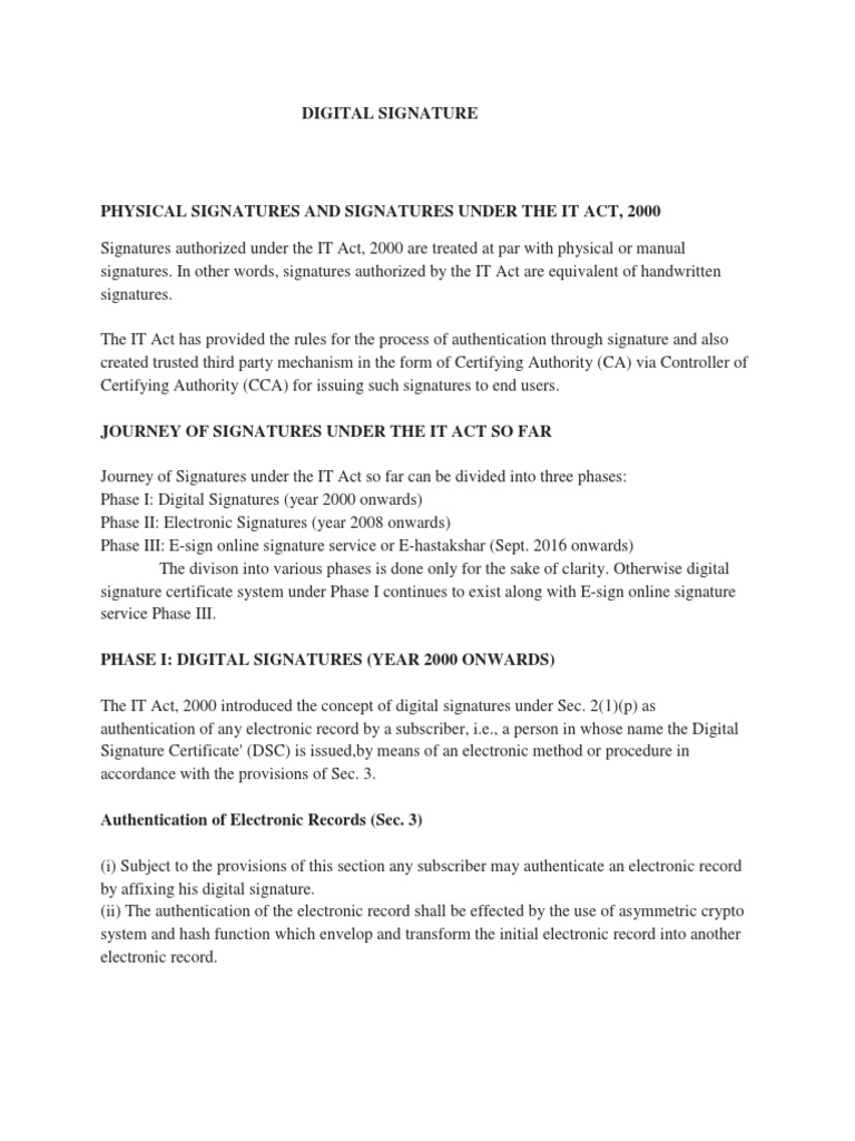 DIGITAL - SIGNATURE & Electronic Signatures | PDF | Public Key Cryptography  | Cryptography