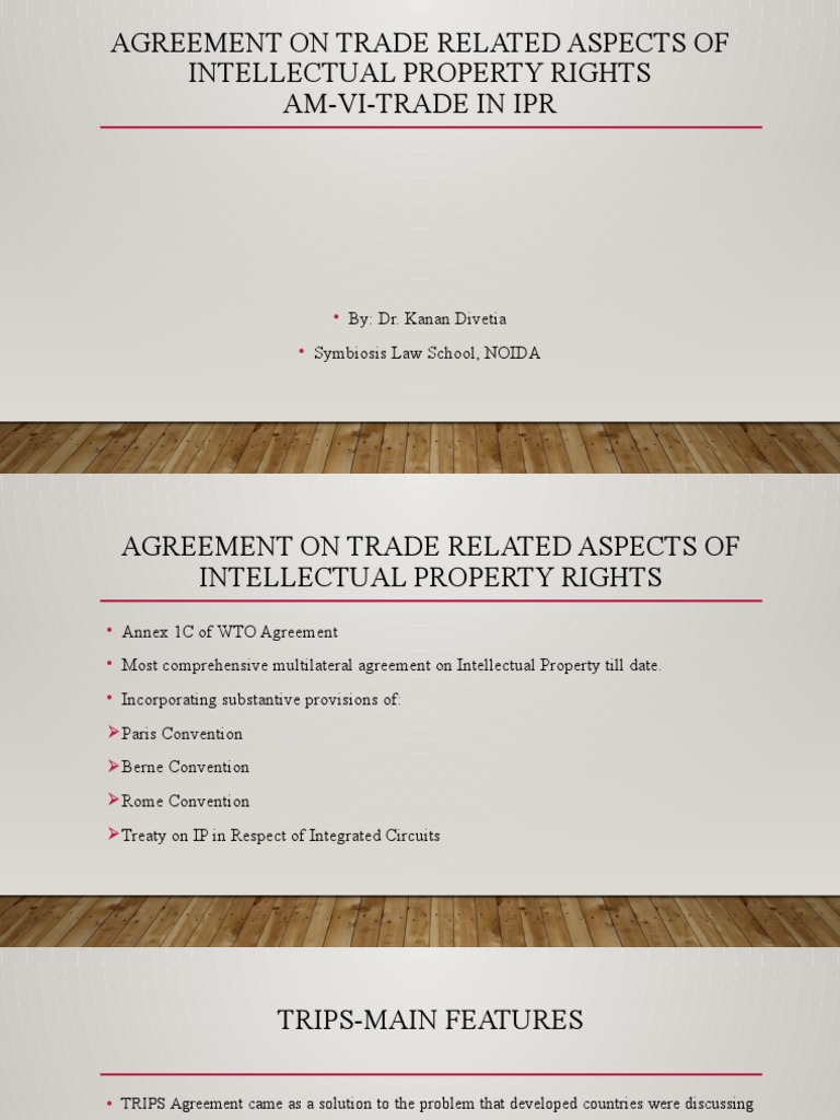 Agreement On Trade Related Aspects of Intellectual Property Rights Am ...