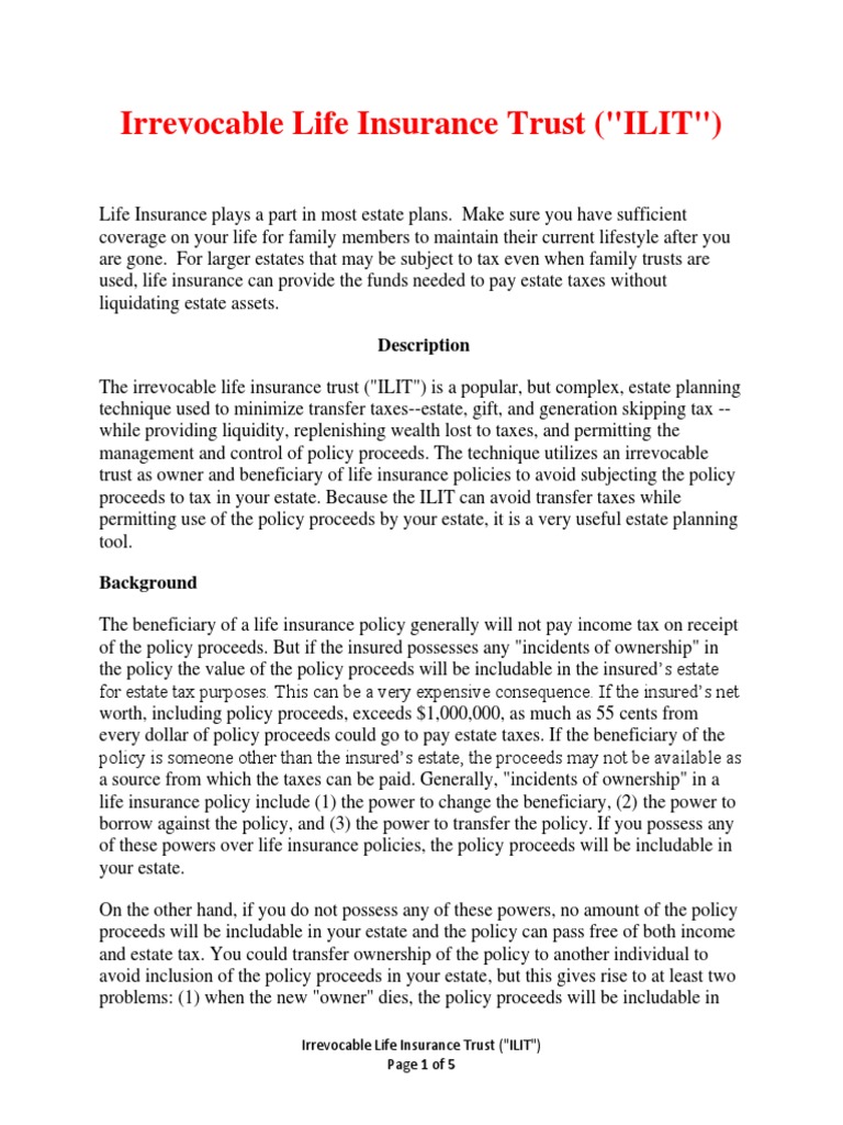 Understanding Irrevocable Life Insurance Trusts | PDF | Trust Law ...
