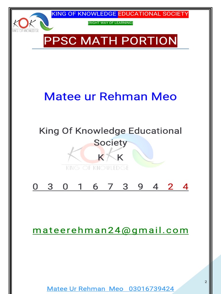 Ppsc Math Portion Pdf