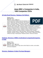 Directory, Database MNC S Companies in India, Top 1000 Companies CEOs