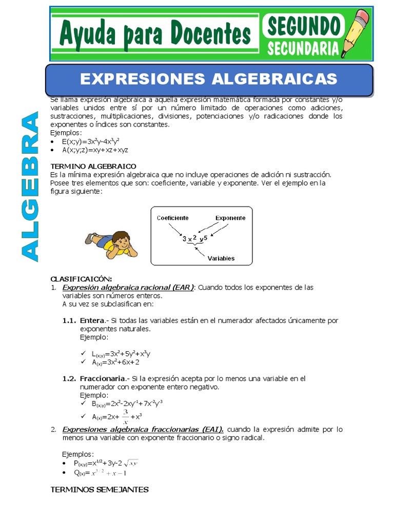 Expresiones Algebraicas para Segundo de Secundaria | PDF | Conceptos ...