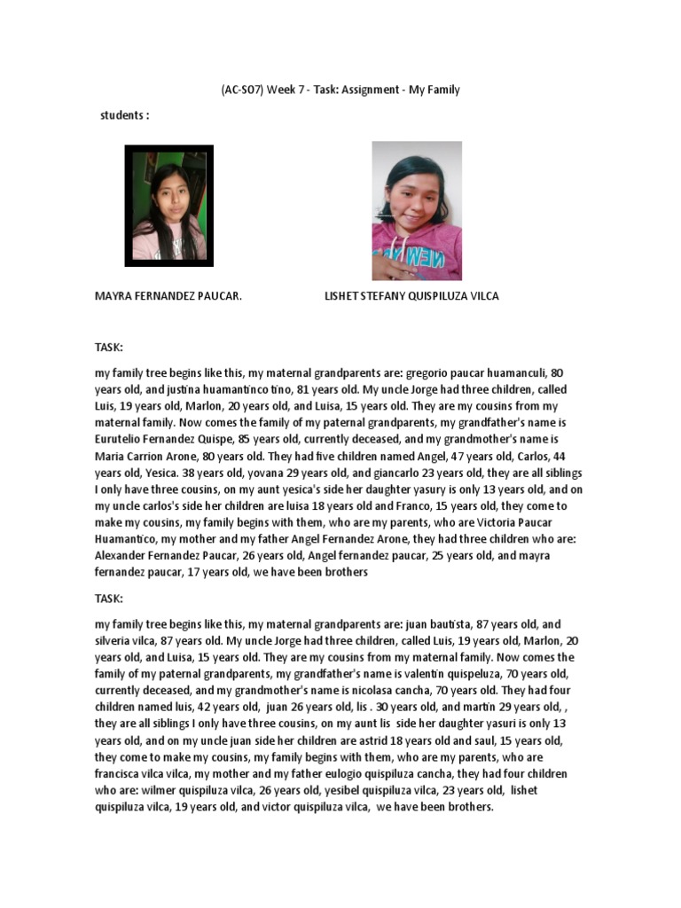 Ac S07 Week 7 Task Assignment My Family Pdf Grandparent