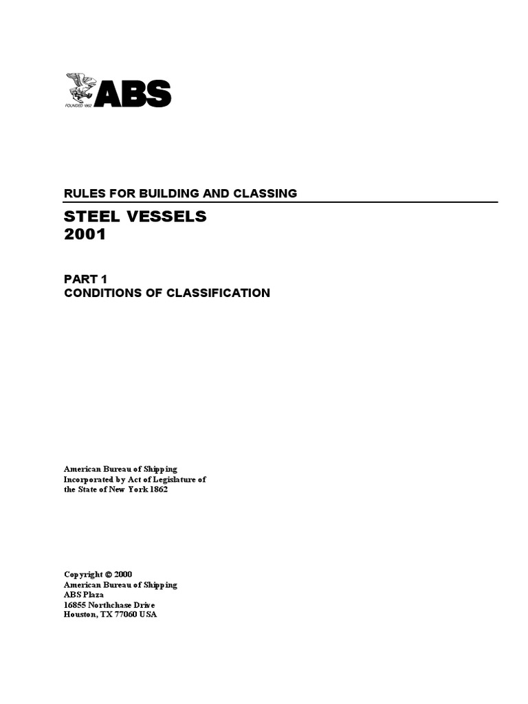 Part 1 Steel Vessel - Conditions of Classification | PDF | Water ...