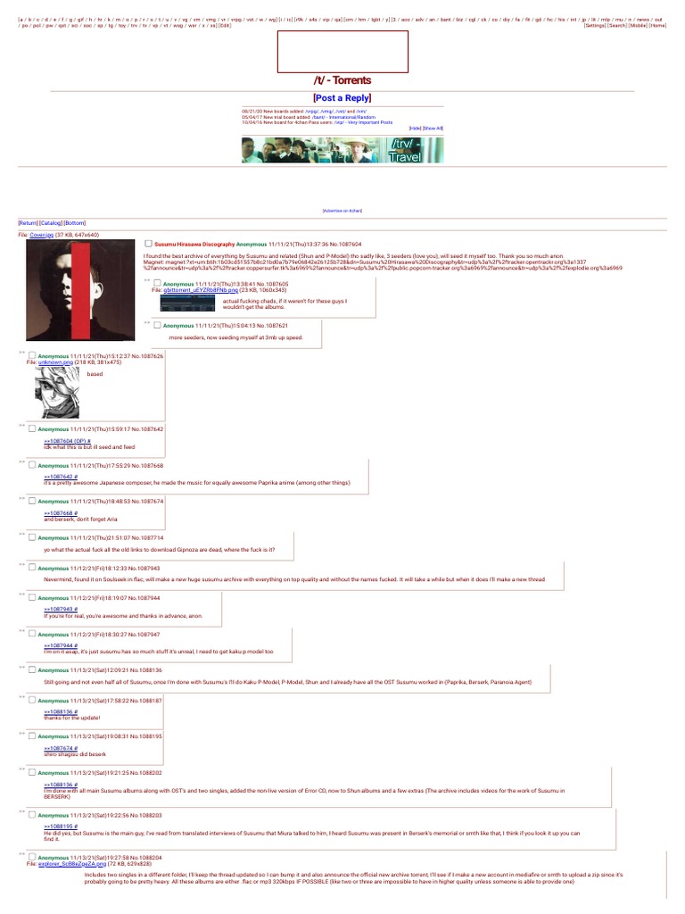 Susumu Hirasawa Discography - Torrents | PDF | Computer File.