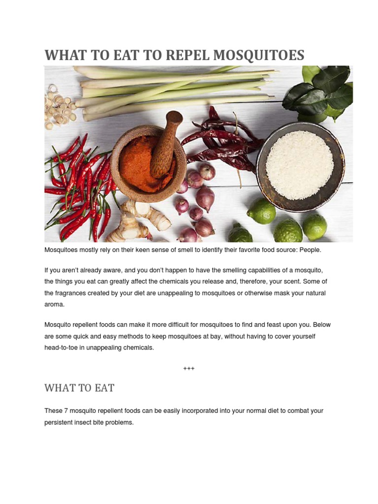 What To Eat To Repel Mosquitoes PDF Garlic Foods