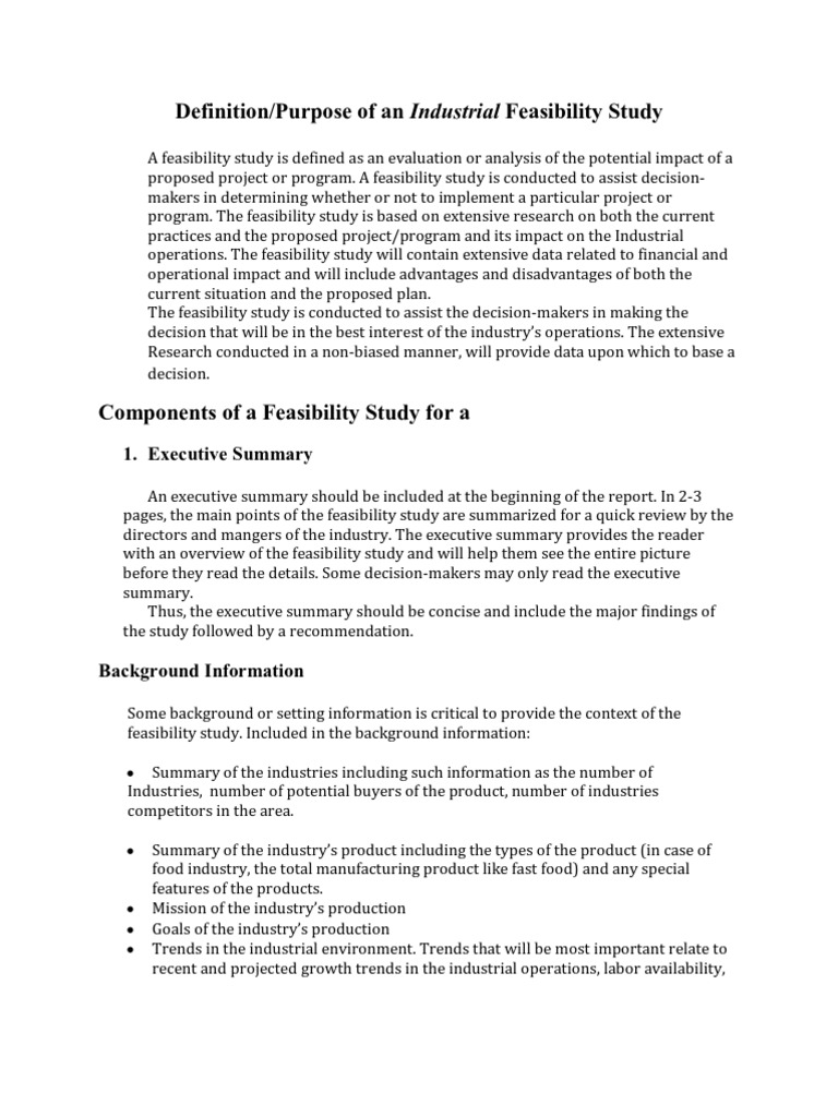 Industrial Feasibility Preparation Process | PDF | Feasibility Study ...