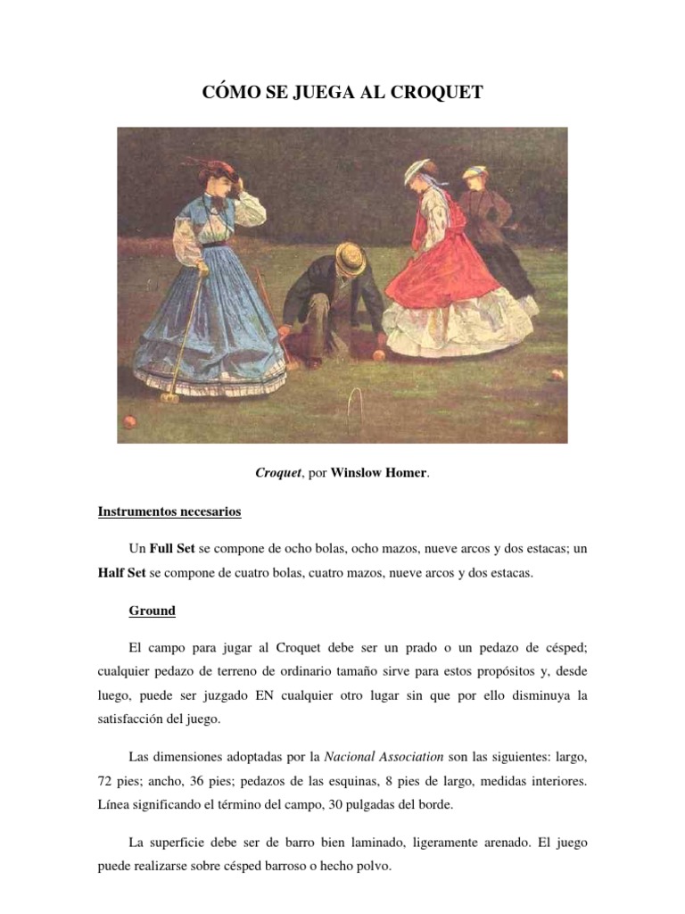 Cómo Se Juega Al Croquet PDF Deportes Juegos Olímpicos de verano