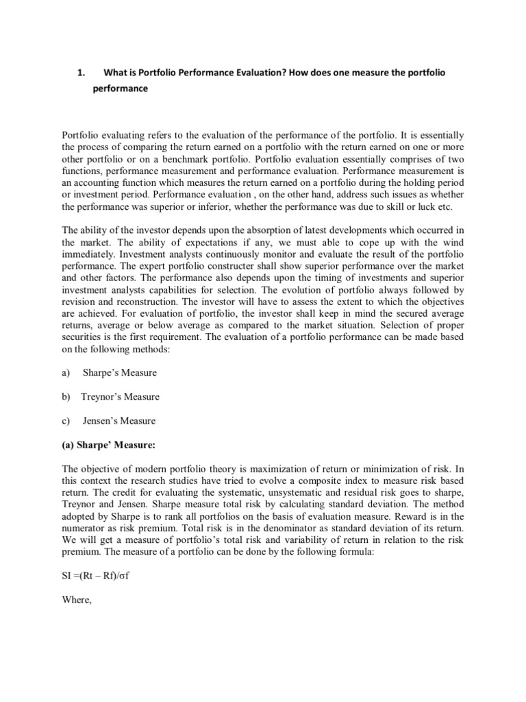 1 What Is Portfolio Performance Evaluation | PDF | Asset Allocation ...