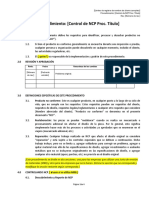 Procedure - Control of NC Product