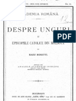 Radu Rosetti - Despre Unguri ÅŸi Episcopiile Catolice Din Moldova-1905
