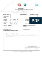 Sample CAIE English Paper 1 Insert