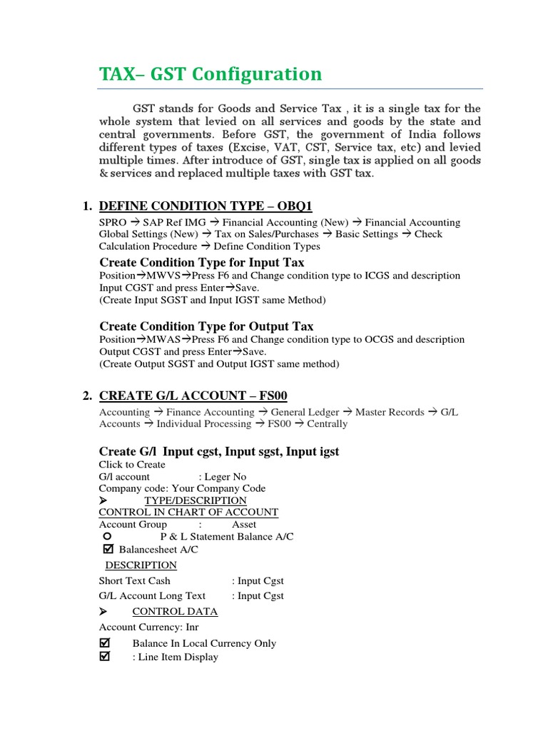 Gst Configuration In Sap Fico Pdf Value Added Tax Invoice