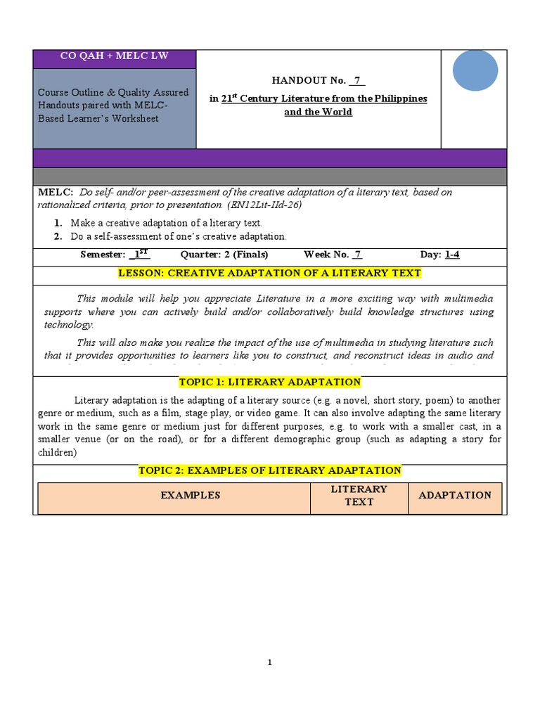 Creative Literary Adaptation Guide | PDF | Creativity | Multimedia