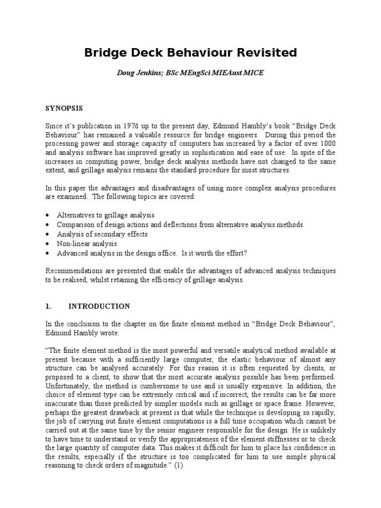 Bridge Deck Behaviour | PDF