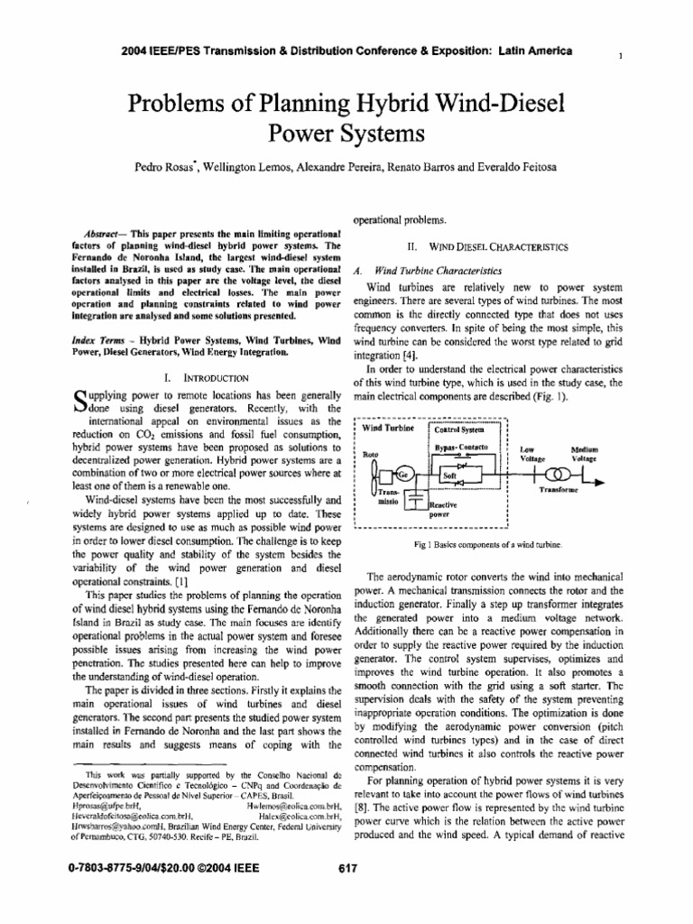 Problems of Planning Hybrid Wind Diesel Power Systems | PDF | Wind ...