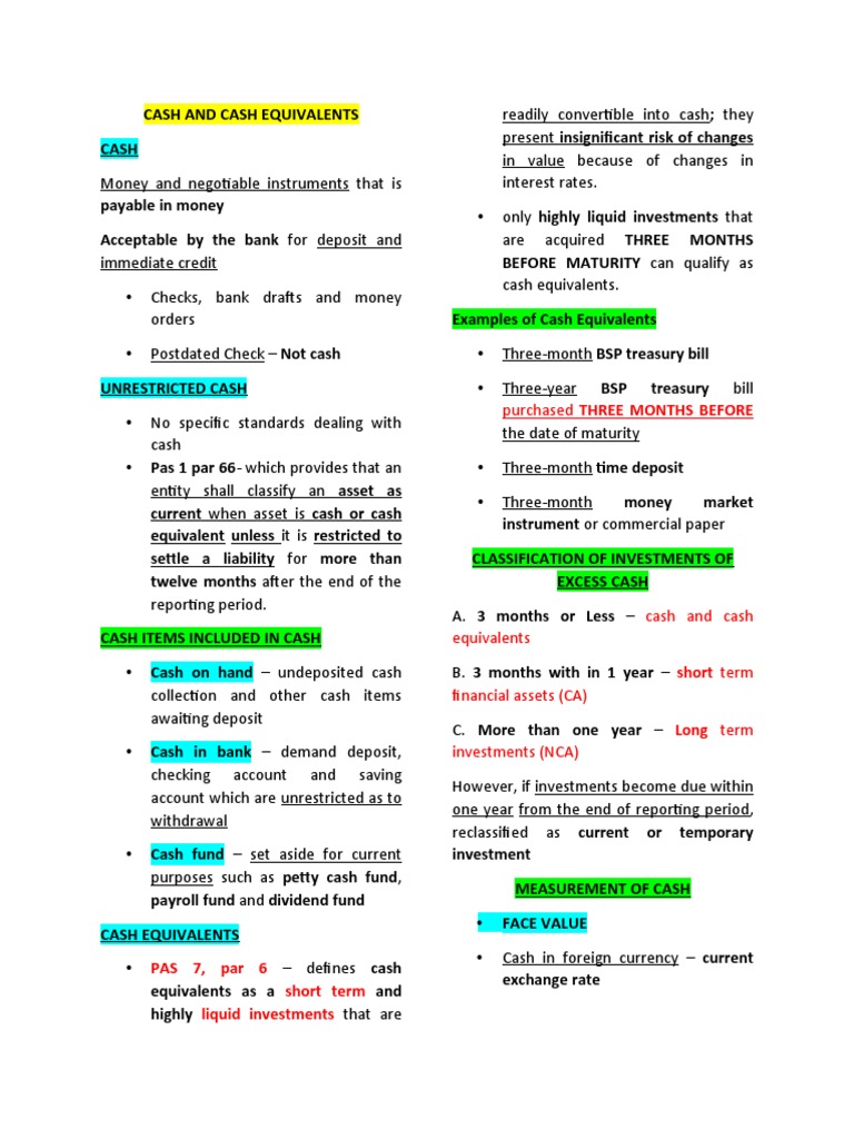 Cash and Cash Equivalents Overview | PDF | Cheque | Banks