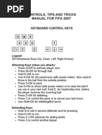 Controls, Tips and Tricks Manual For Fifa 2007: Keyboard Control Keys