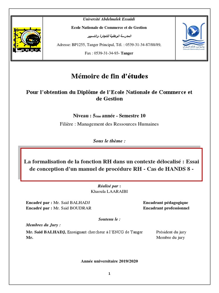 RAPPORT PFE - Formalisation Processus | PDF | Gestion des ressources ...