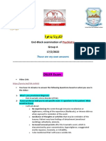 Psychiatry End-Block Theory Quiz and OSLER (Group A)