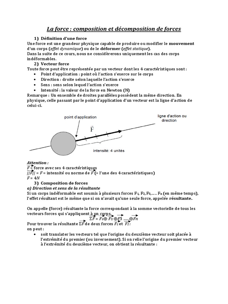 Composition et décomposition des forces | PDF | Obliger | Moment d'une ...