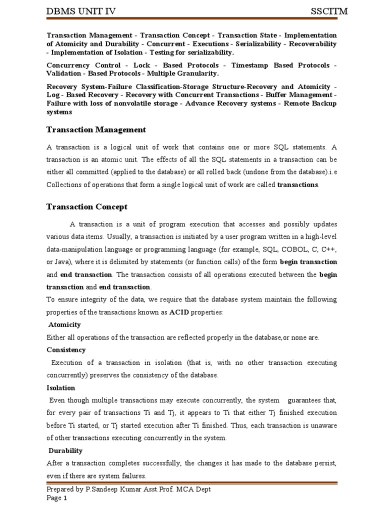 Transaction Management in DBMS Concepts | PDF | Database Transaction ...