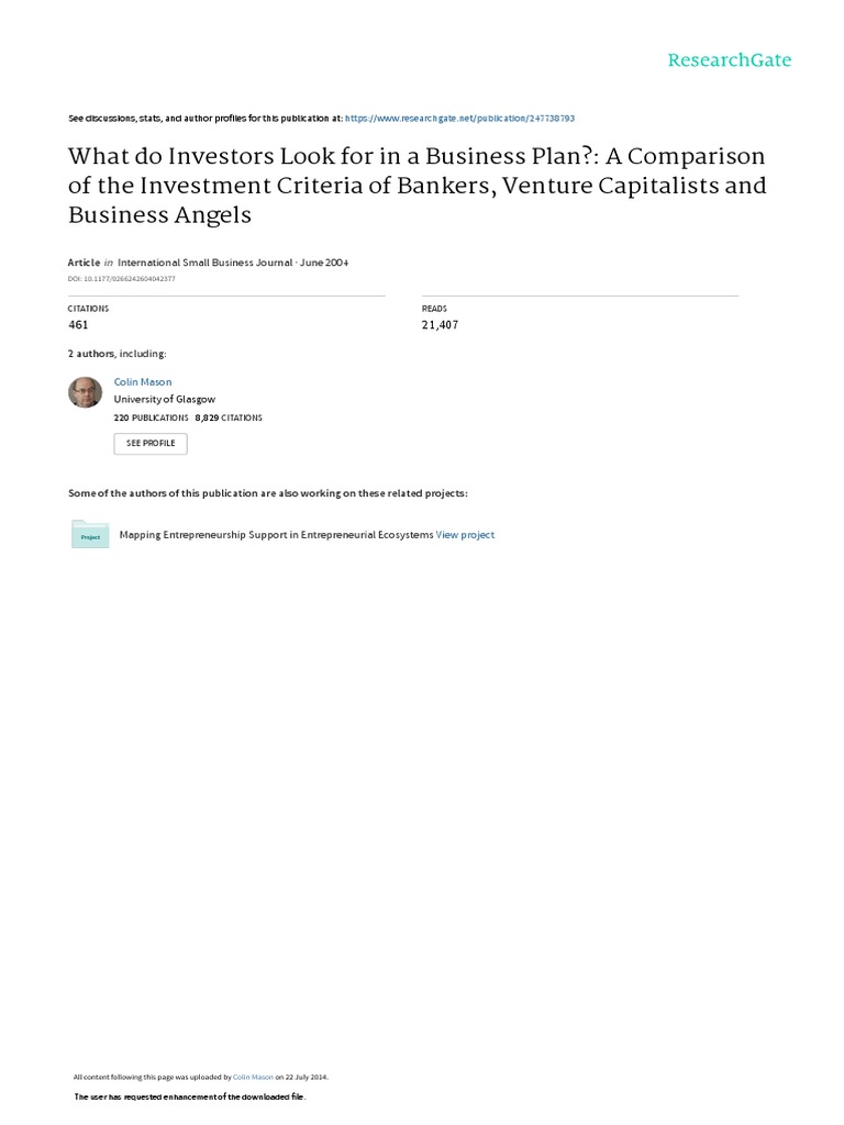 What Do Investors Look For in A Business Plan A Co PDF Angel