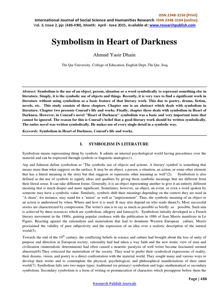 Symbolism in Heart of Darkness PDF Heart Of Darkness Joseph Conrad